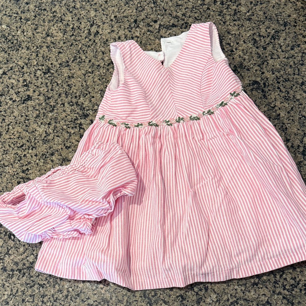Pippa & Julie Pink Striped Dress with Floral Detail